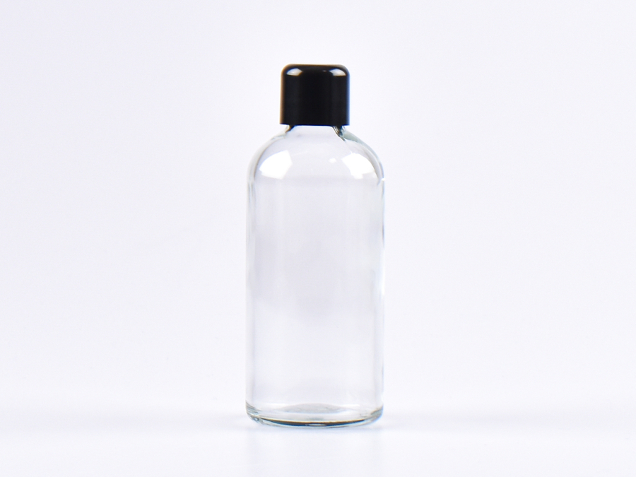 Klarglasflasche 100ml, mit Schraubverschluss schwarz