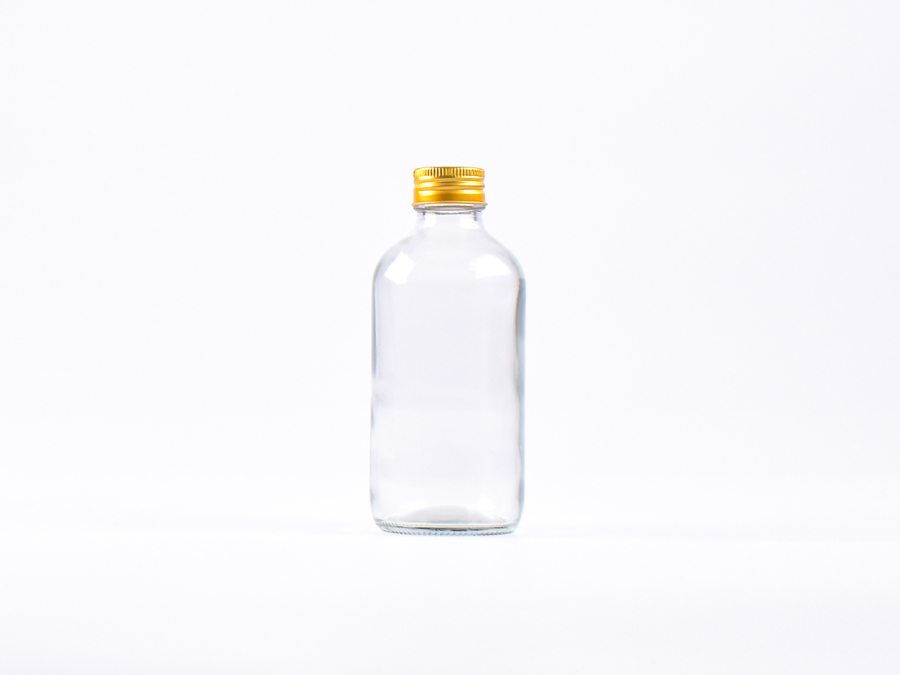 Klarglasflasche 250ml, mit Schraubverschluss Aluminium