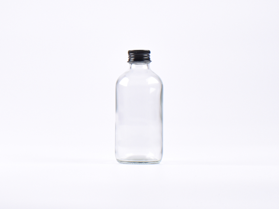 Klarglasflasche 250ml, mit Schraubverschluss Aluminium