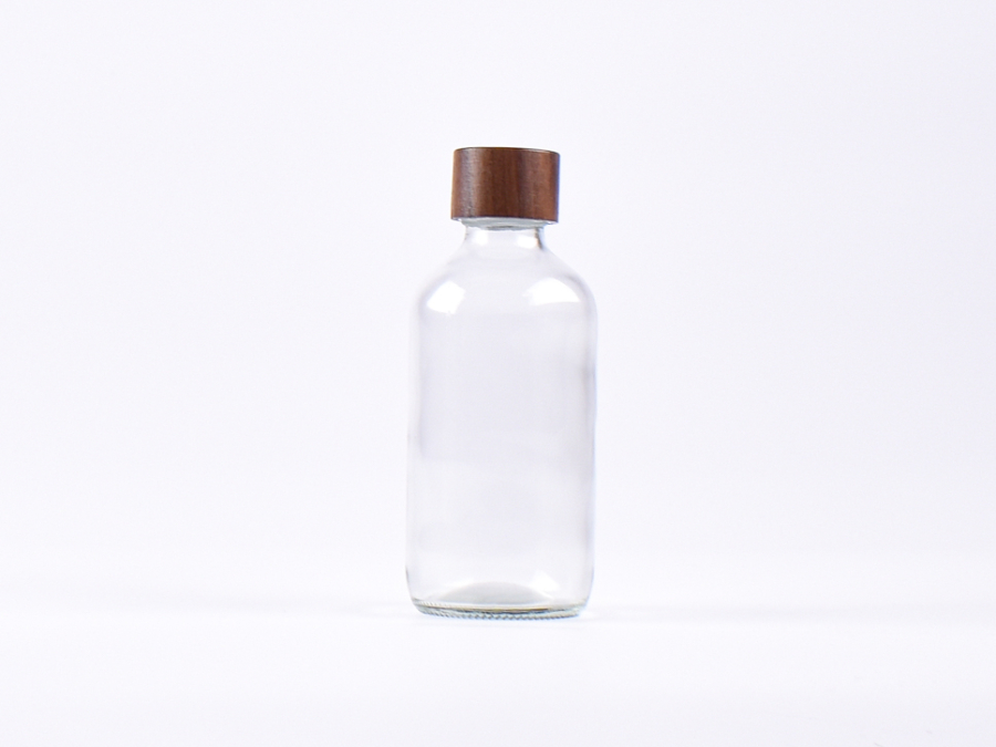 Klarglasflasche 250ml, mit Schraubverschluss Walnut