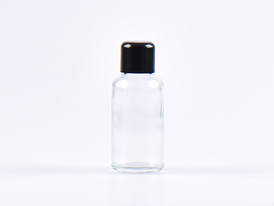 Klarglasflasche 30ml, mit Schraubverschluss schwarz