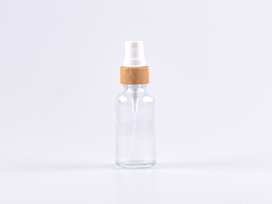 Klarglasflasche 30ml, mit Zerstäuber Bambus