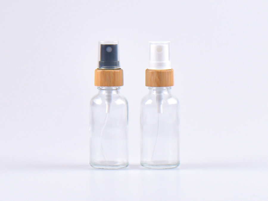 Klarglasflasche 30ml, mit Zerstäuber Bambus