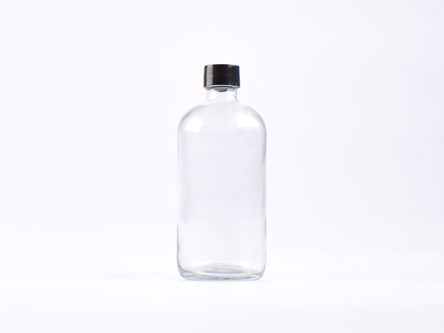 Klarglasflasche 500ml, mit Schraubverschluss schwarz