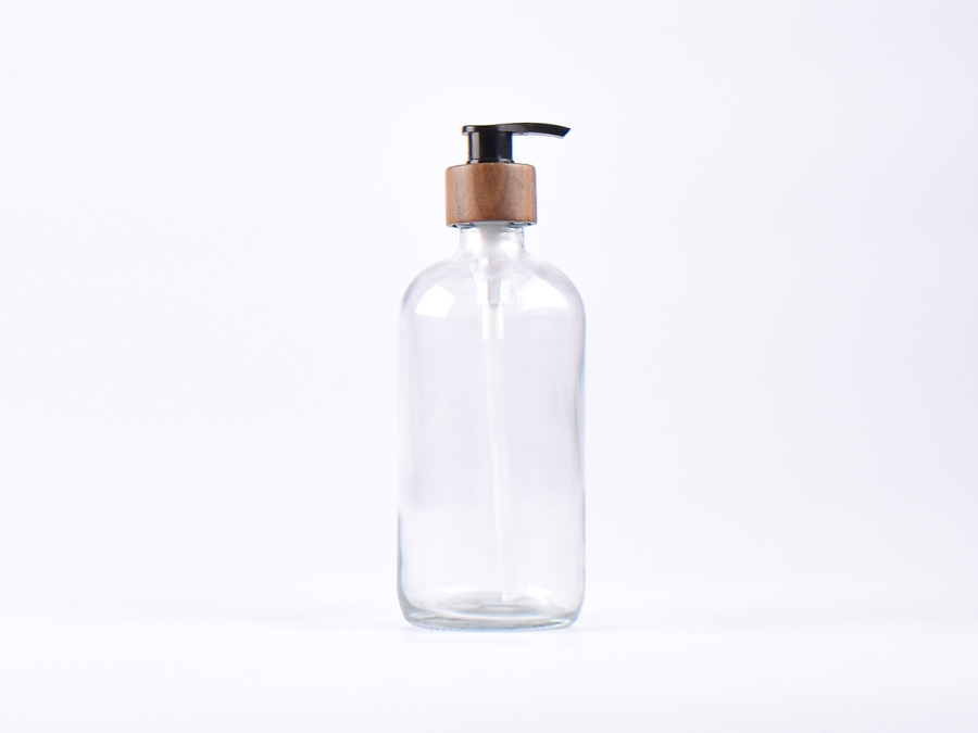 Klarglasflasche 500ml, mit Dispenser Walnut