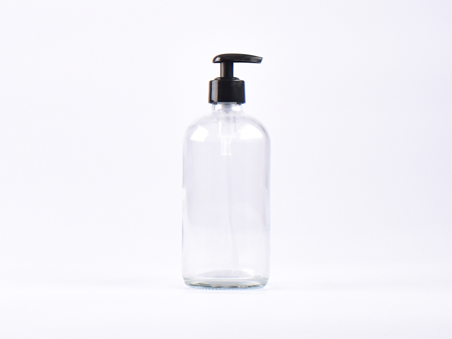 Klarglasflasche 500ml, mit Dispenser schwarz