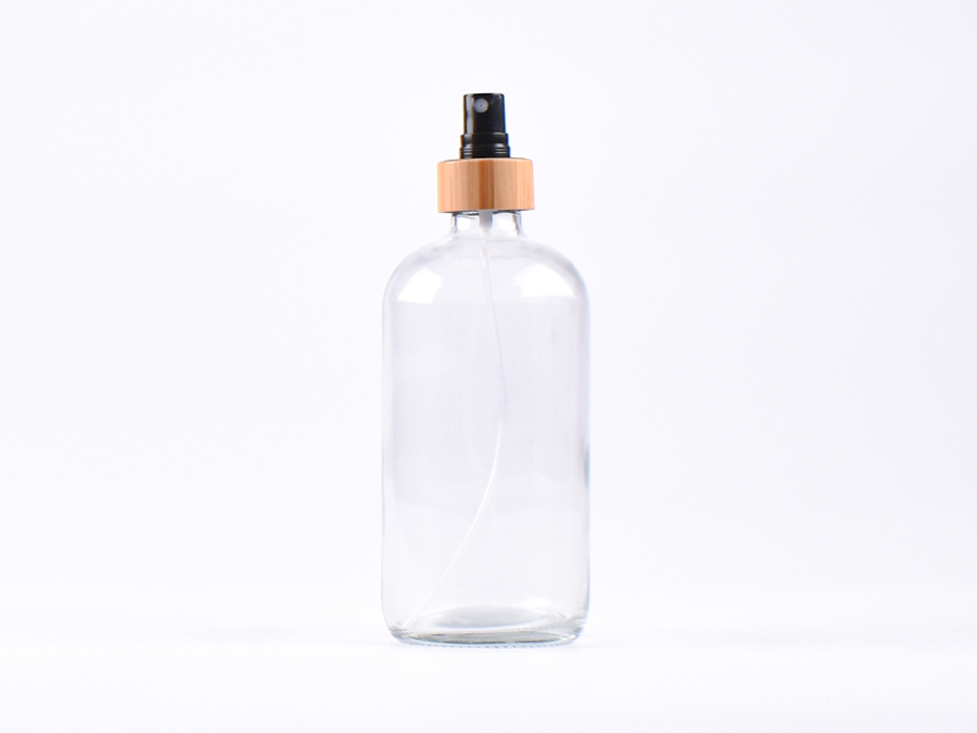 Klarglasflasche 500ml, mit Zerstäuber Bambus