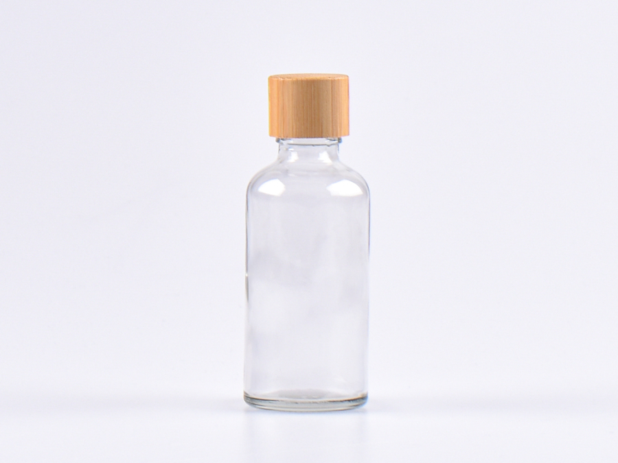 Klarglasflasche 50ml, mit Schraubverschluss Bambus