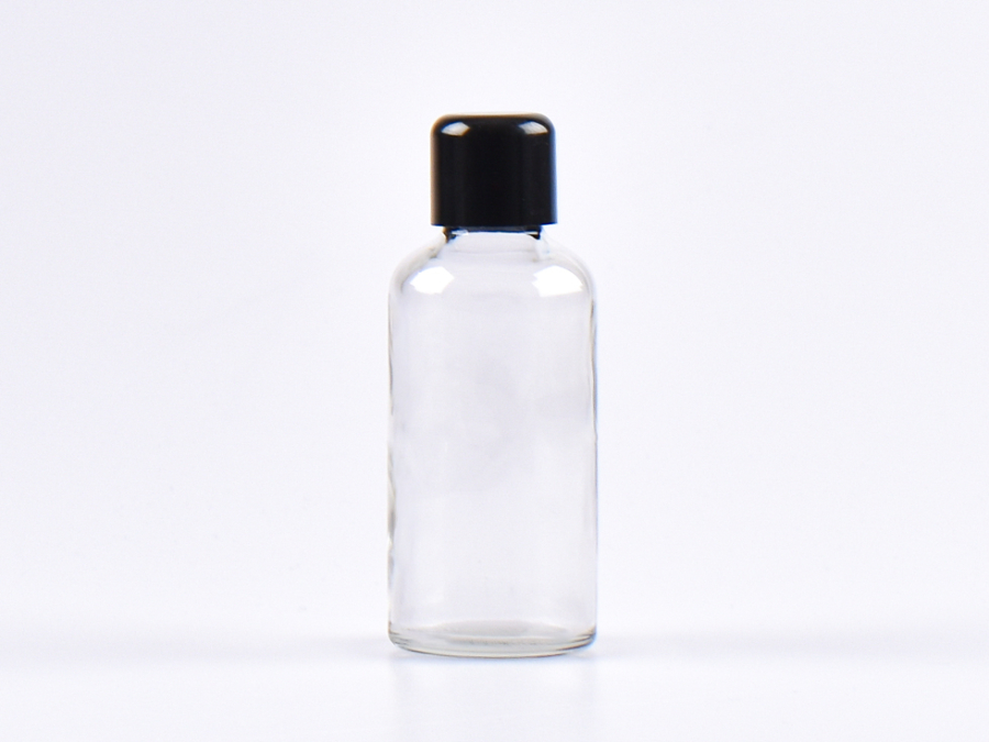 Klarglasflasche 50ml, mit Tropfmontur schwarz