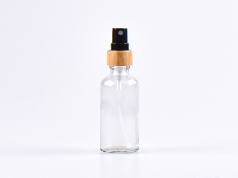 Klarglasflasche 50ml, mit Zerstäuber Bambus