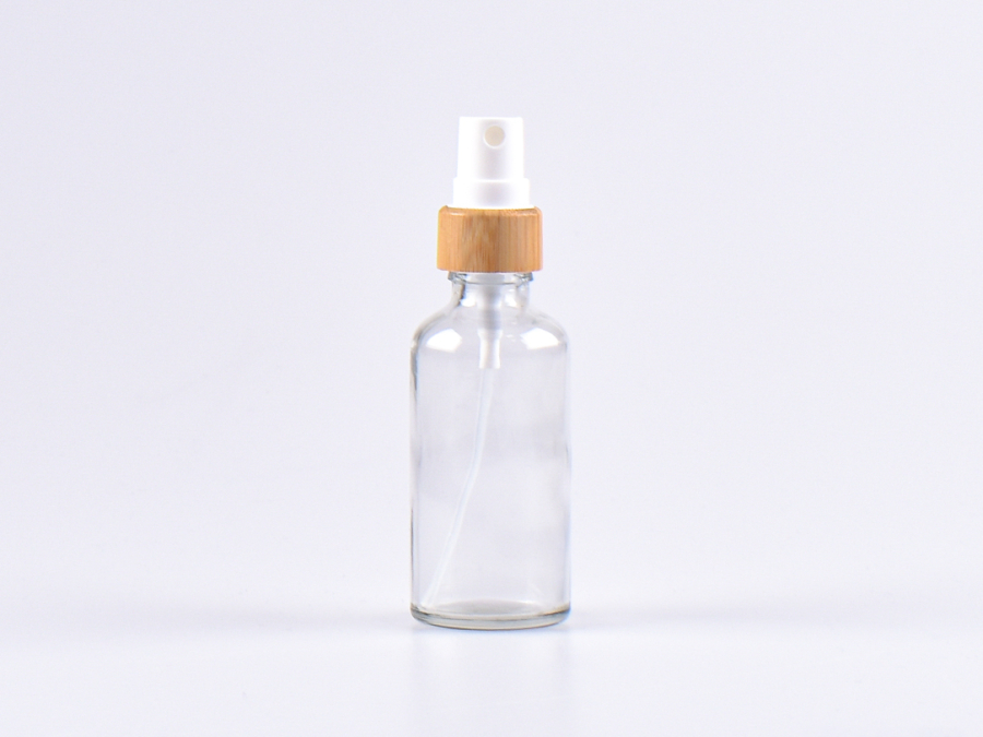 Klarglasflasche 50ml, mit Zerstäuber Bambus
