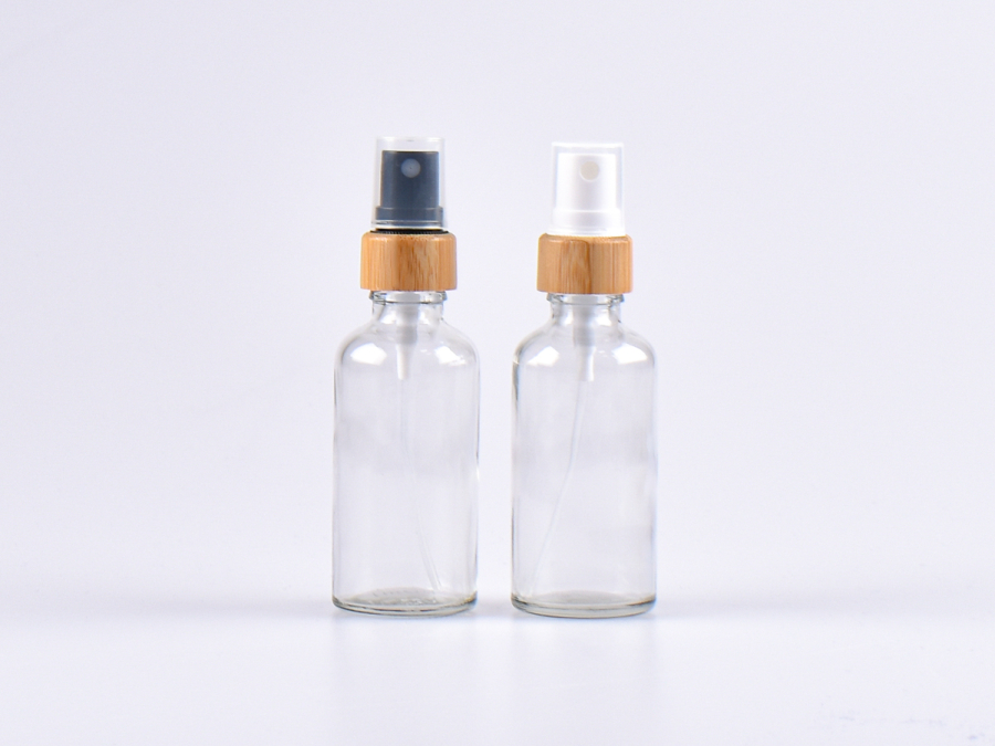 Klarglasflasche 50ml, mit Zerstäuber Bambus