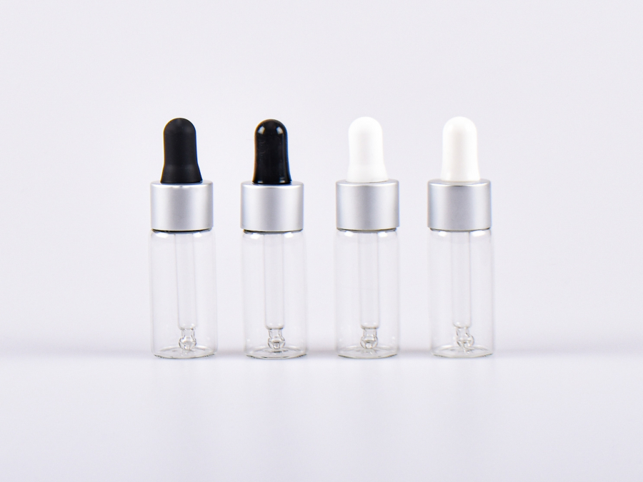 Flasche "Clary",10ml, mit Pipette silber-matt