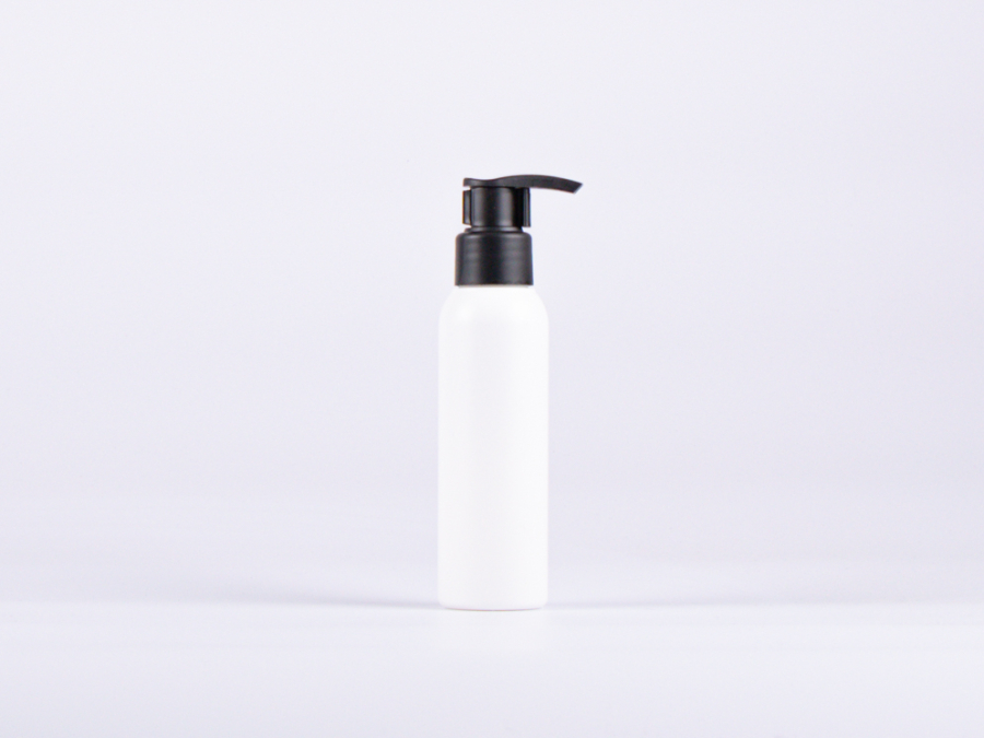 Flasche "Tara" 100ml, matt-weiss, mit Dispenser schwarz-matt