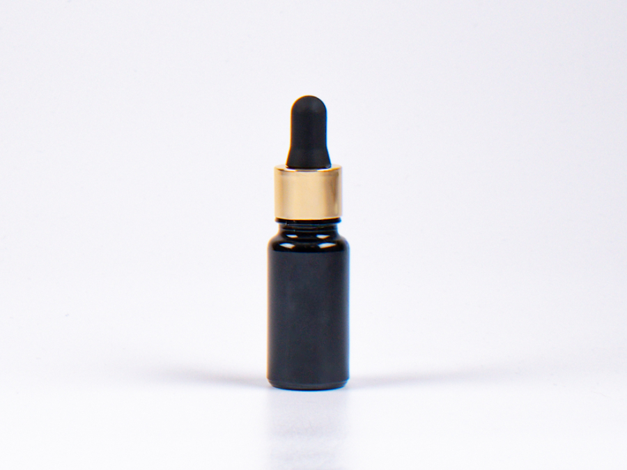 MIRON Violettglasflasche 10ml, mit Pipette gold