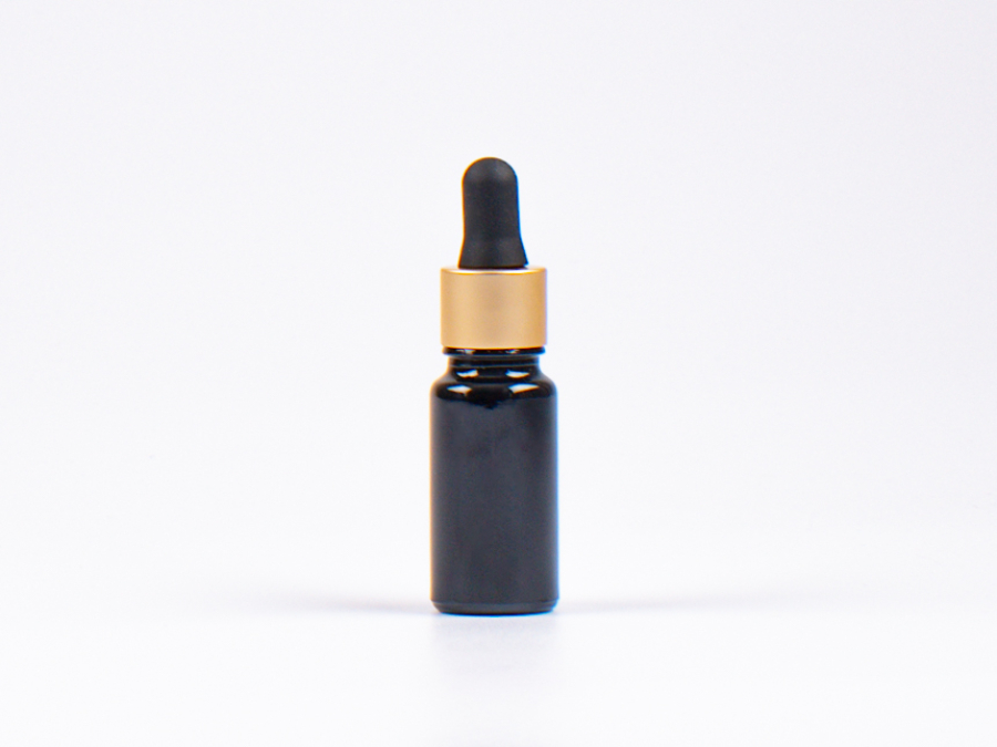 MIRON Violettglasflasche 10ml, mit Pipette gold