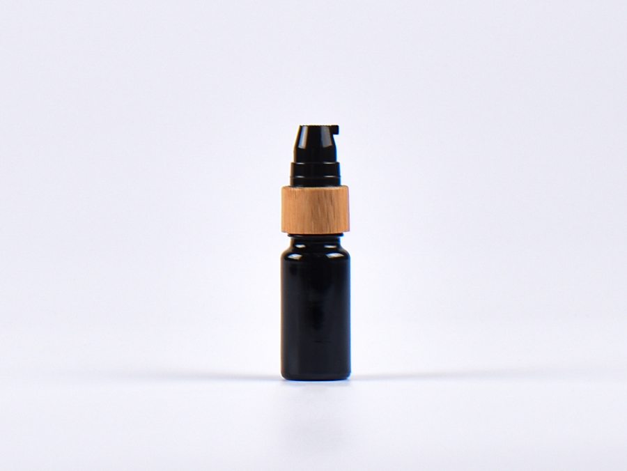 MIRON Violettglasflasche 10ml, mit Lotionspumpe Bambus