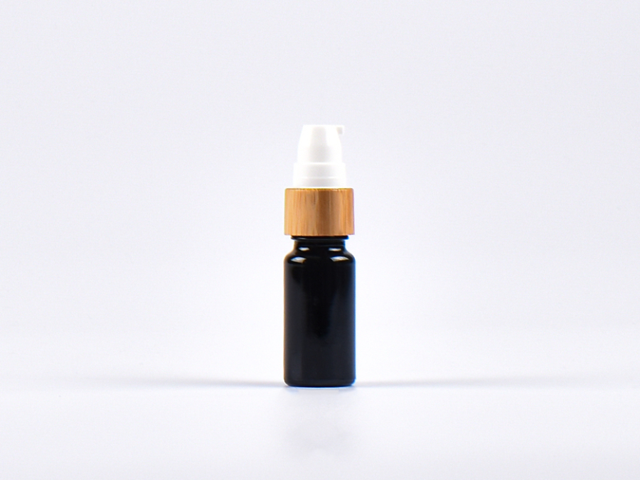 MIRON Violettglasflasche 10ml, mit Lotionspumpe Bambus