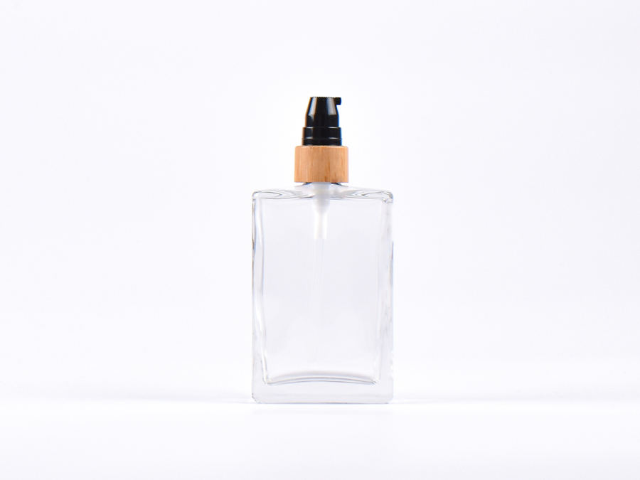 Klarglasflasche Miro 100 ml - Lotionspumpe Bambus