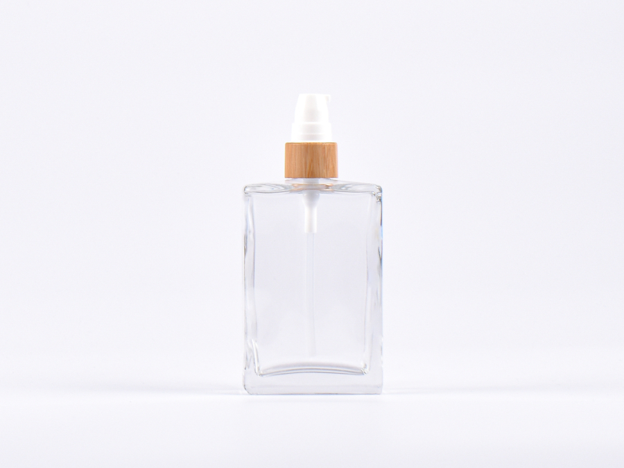 Klarglasflasche Miro 100 ml - Lotionspumpe Bambus