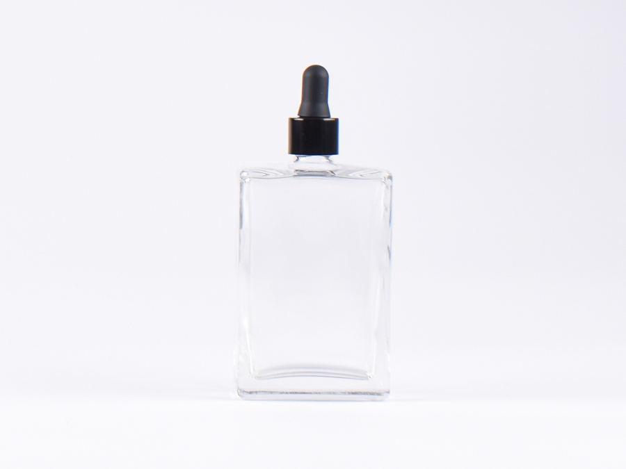 Klarglasflasche "Miro" 100ml, mit Pipette schwarz