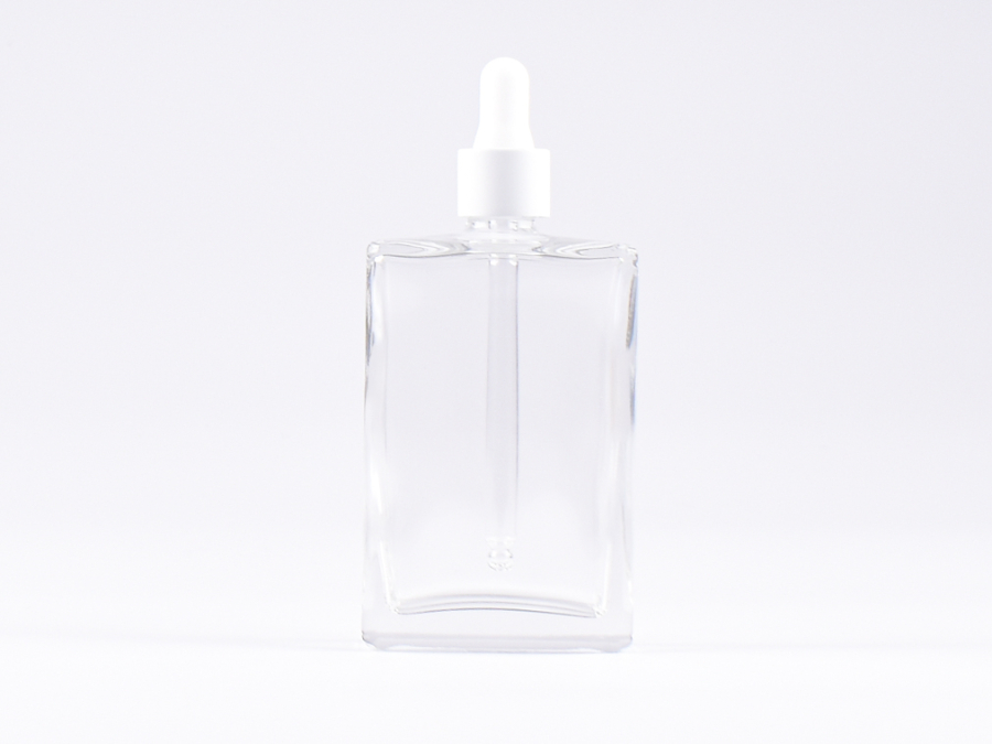 Klarglasflasche "Miro" 100ml, mit Pipette weiss