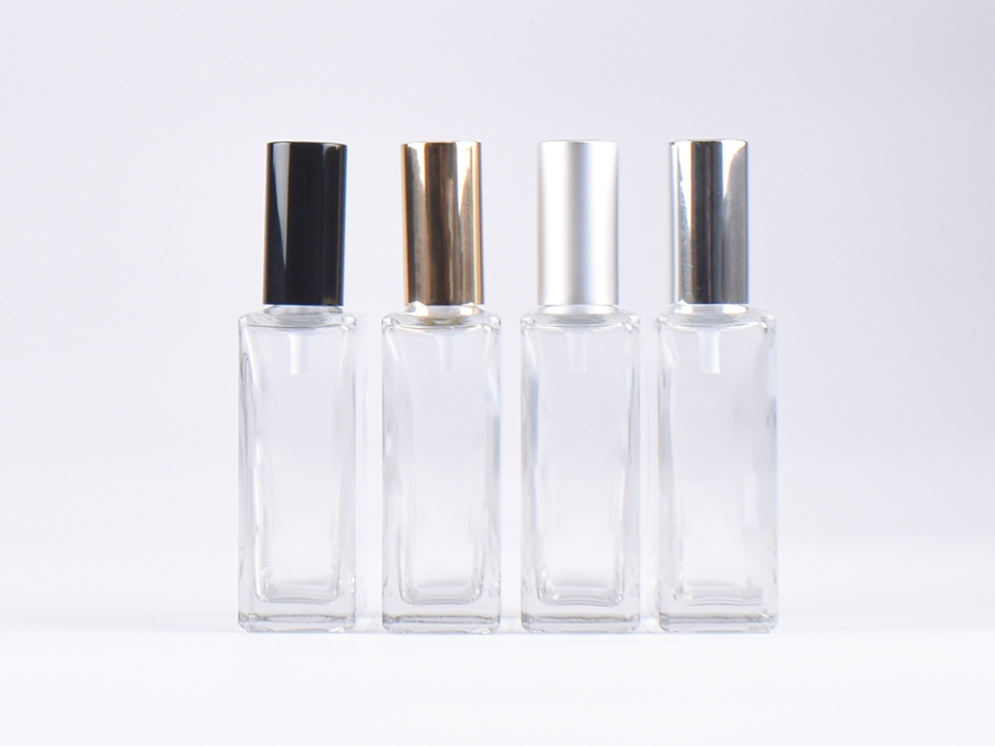 Klarglasflasche "Miro" 100ml, mit Lotionspumpe Aluminium, 4 Color