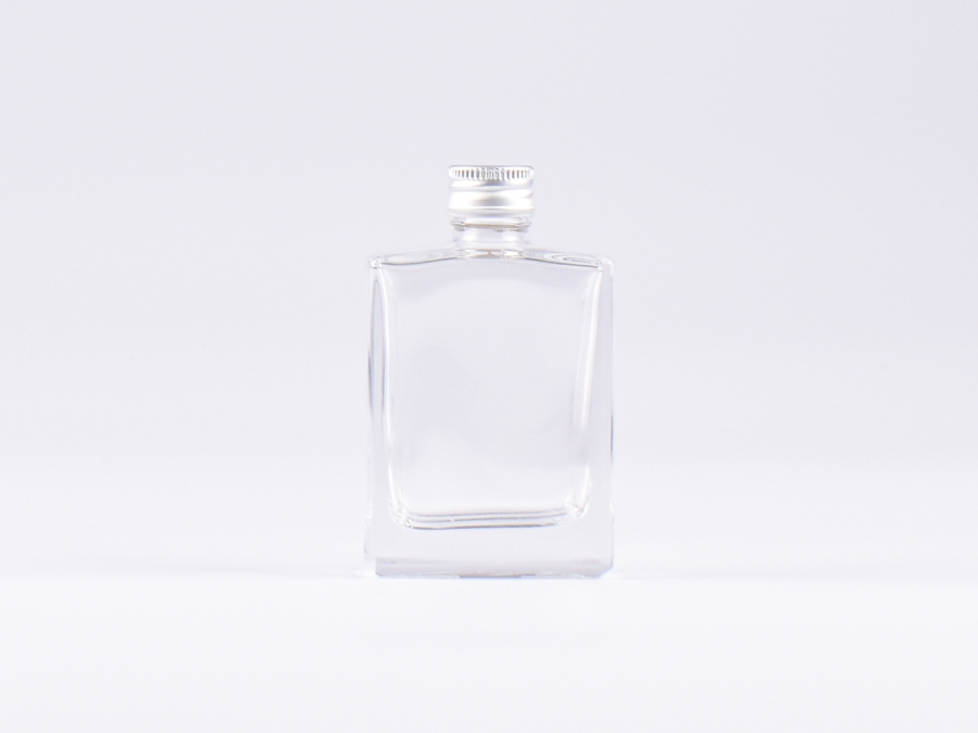 Klarglasflasche "Miro" 50ml, mit Schraubverschluss Aluminium