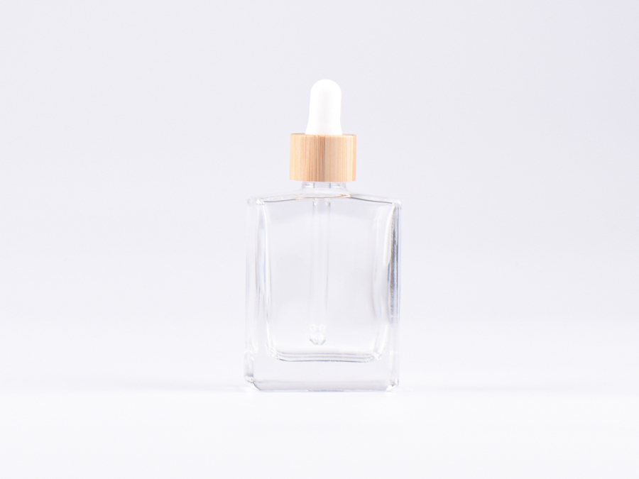 Klarglasflasche "Miro" 50ml, mit Pipette Bambus