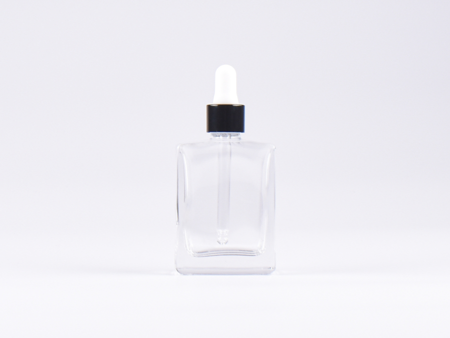 Klarglasflasche "Miro" 50ml, mit Pipette schwarz