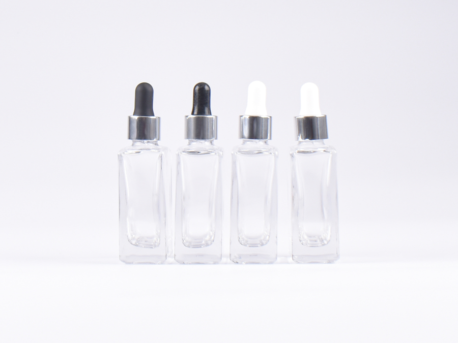 Klarglasflasche Miro 50 ml - Pipette silber glanz