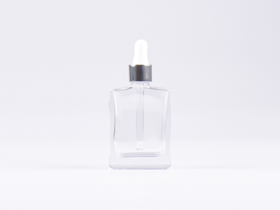 Klarglasflasche Miro 50 ml - Pipette silber glanz