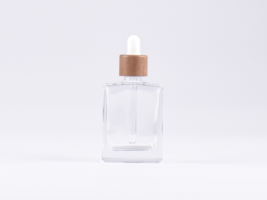 Klarglasflasche "Miro" 50ml, mit Pipette Walnut