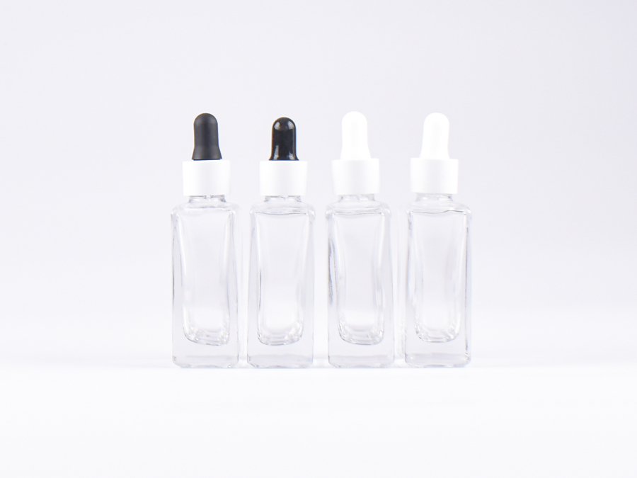 Klarglasflasche "Miro" 50ml, mit Pipette weiss