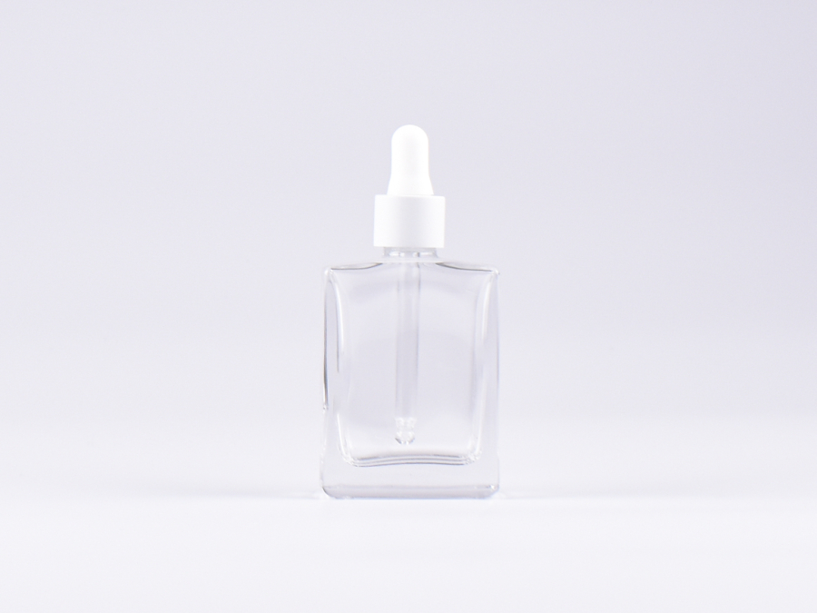 Klarglasflasche "Miro" 50ml, mit Pipette weiss