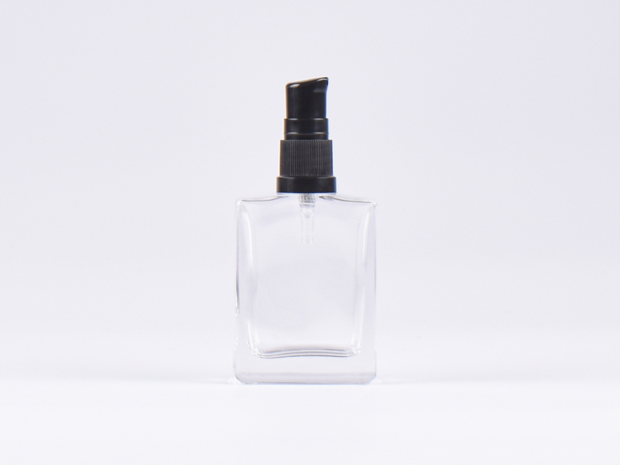 Klarglasflasche "Miro" 50ml, mit Lotionspumpe Kunststoff