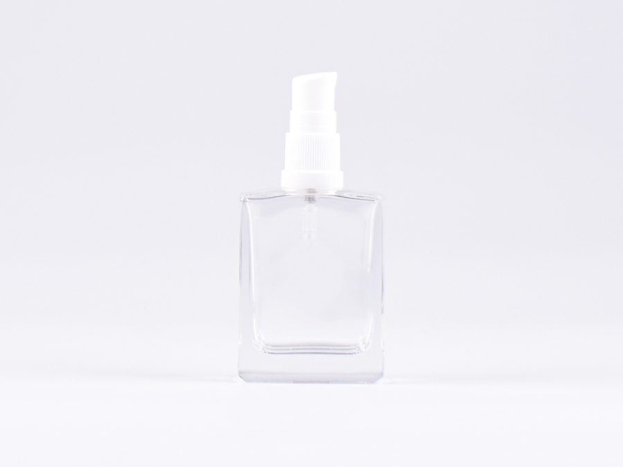 Klarglasflasche "Miro" 50ml, mit Lotionspumpe Kunststoff