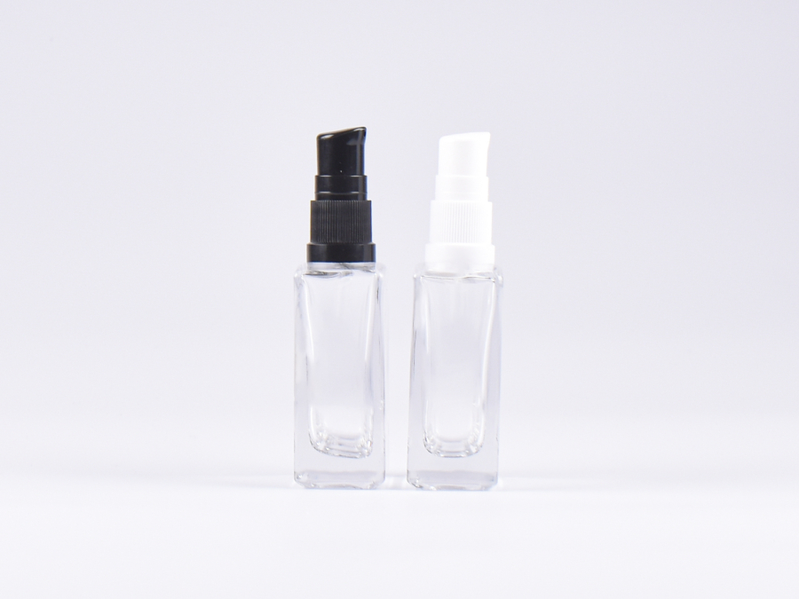 Klarglasflasche "Miro" 50ml, mit Lotionspumpe Kunststoff