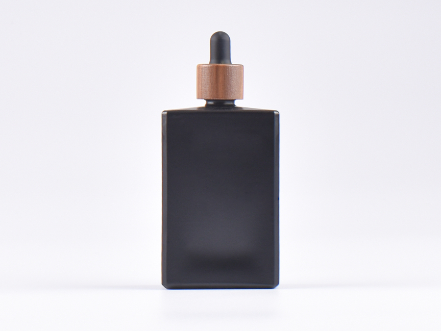 Schwarzglasflasche Miro 100 ml - Pipette Walnut