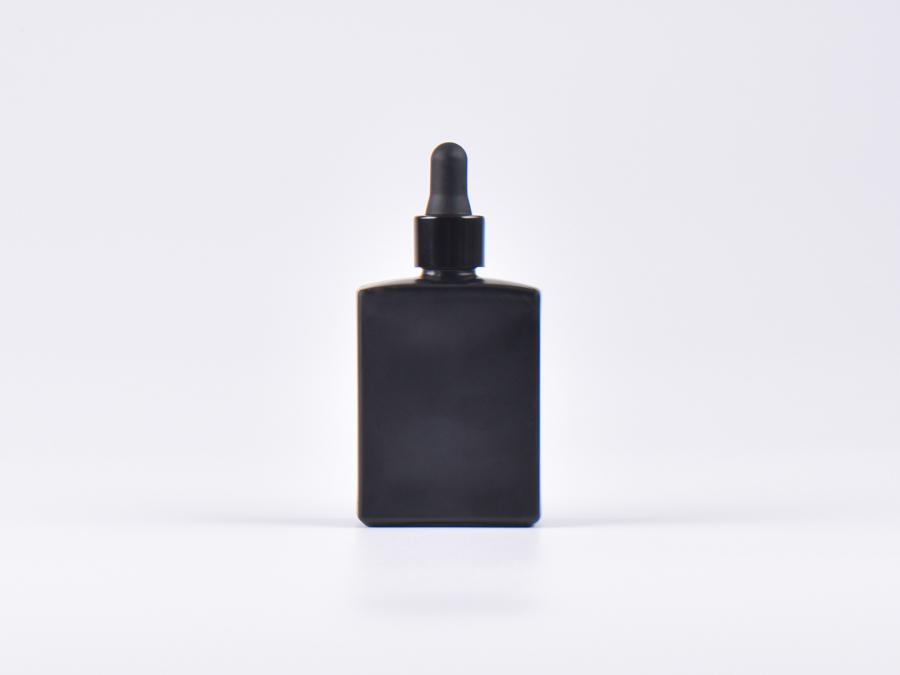 Schwarzglasflasche "Miro" 50ml, mit Pipette schwarz