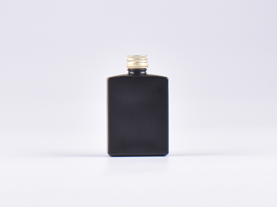 Schwarzglasflasche "Miro" 50ml, mit Schraubverschluss Aluminium