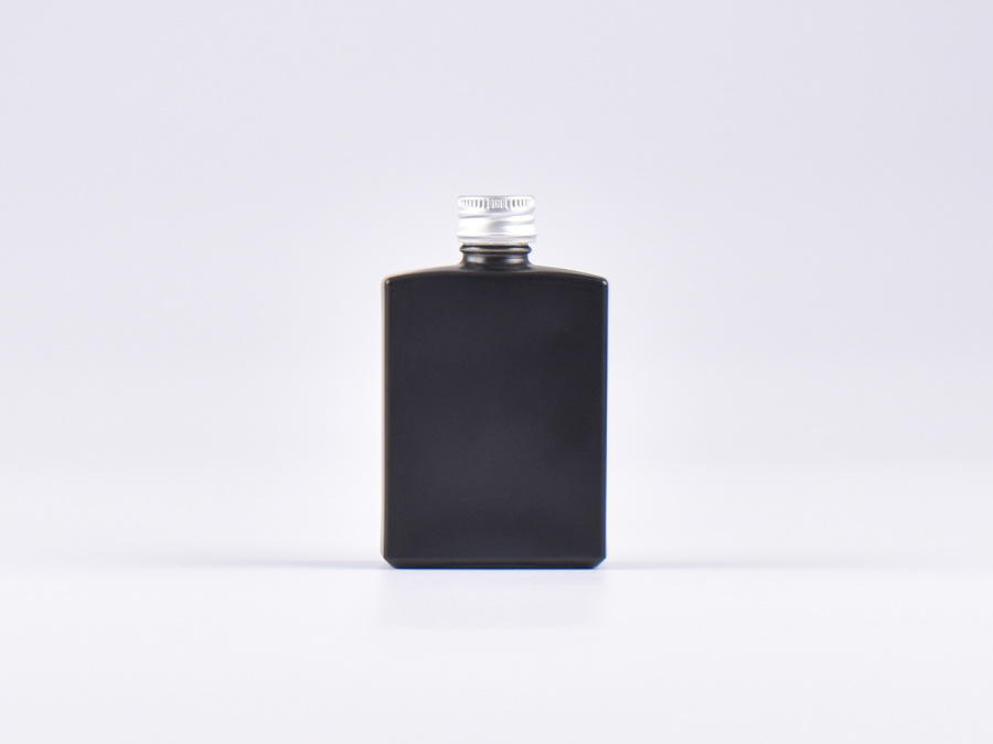 Schwarzglasflasche "Miro" 50ml, mit Schraubverschluss Aluminium