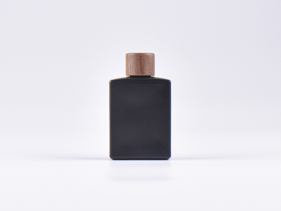 Schwarzglasflasche "Miro" 50ml, mit Tropfmontur Walnut