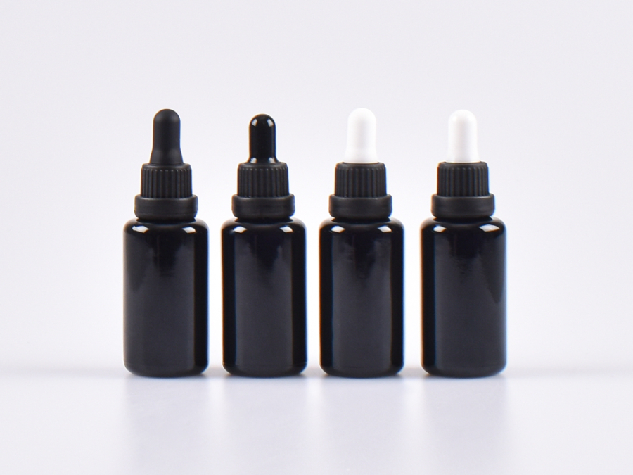 MIRON Violettglasflasche 30ml, mit Pipette OV schwarz