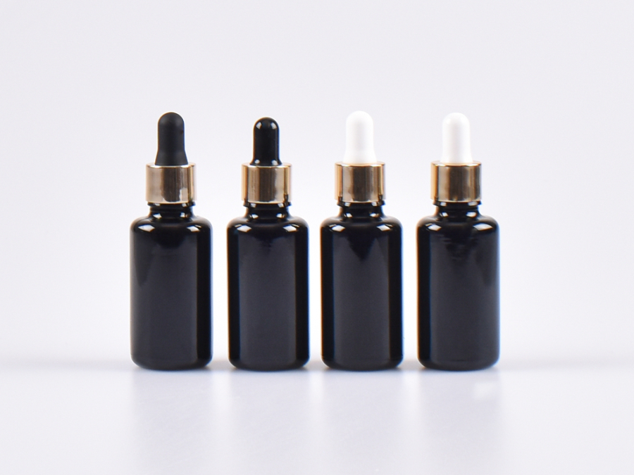 MIRON Violettglasflasche 30ml, mit Pipette gold