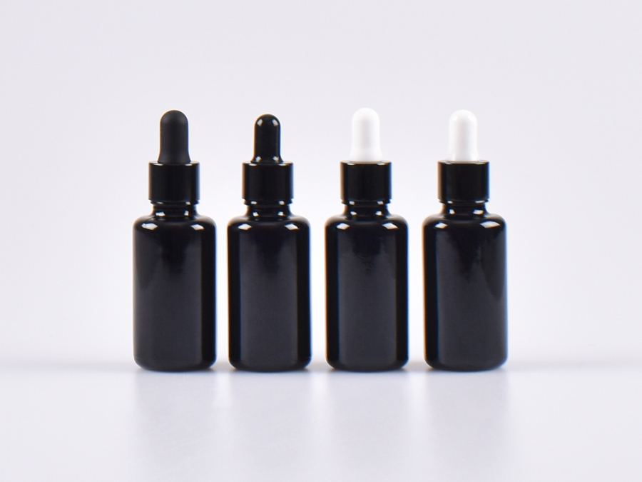 MIRON Violettglasflasche 30ml, mit Pipette schwarz