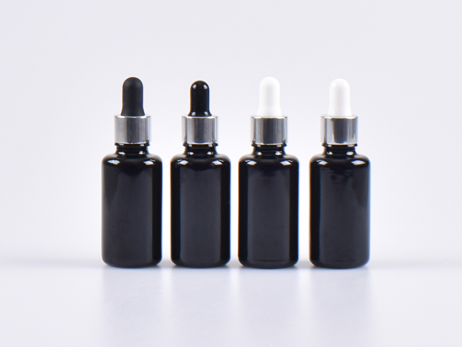 MIRON Violettglasflasche 30ml, mit Pipette silber-glanz