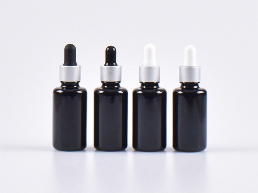 MIRON Violettglasflasche 30ml, mit Pipette silber-matt