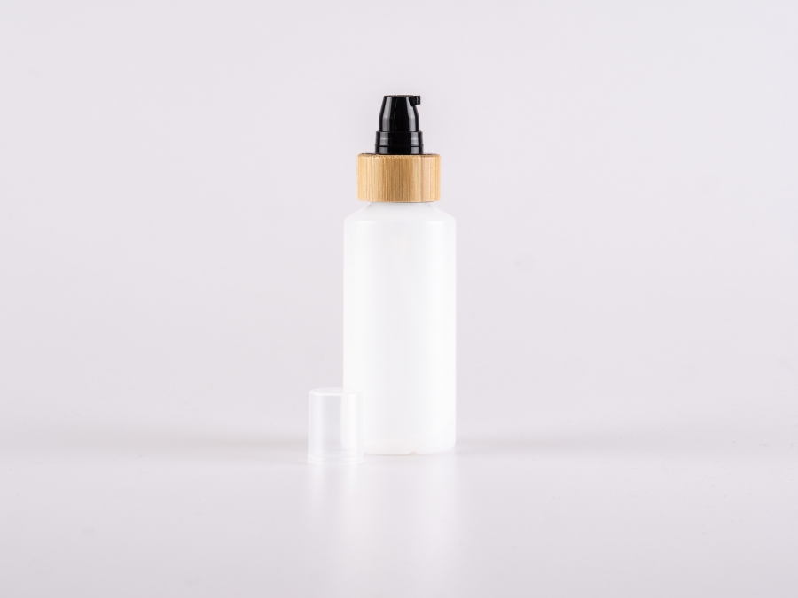 Flasche "Nasa" 100ml, LD-PE, mit Lotionspumpe Bambus