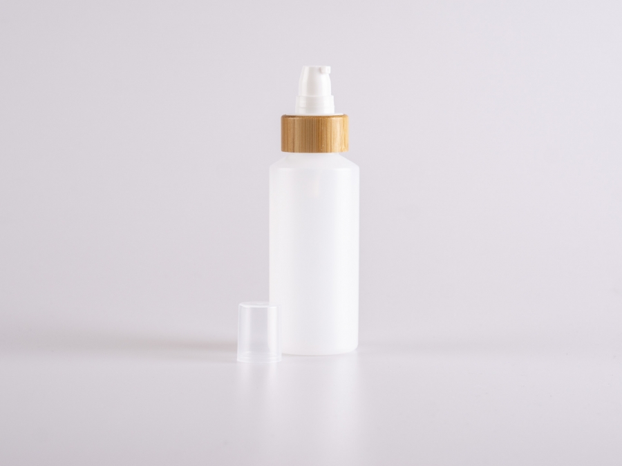 Flasche "Nasa" 100ml, LD-PE, mit Lotionspumpe Bambus